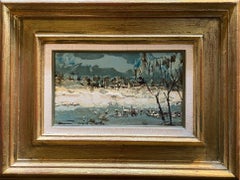 "Lac de Joux" by William GOLIASCH - Oil on wood 16x28 cm