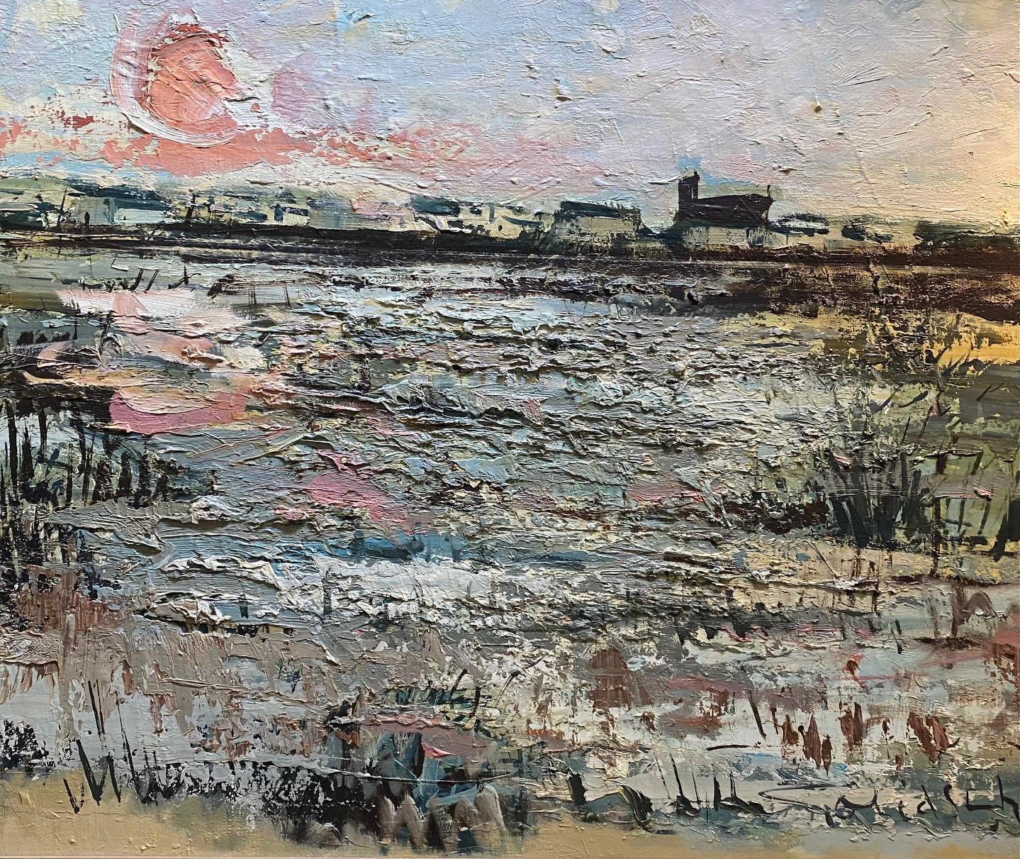 Landscape Painting di William Goliasch - "Sainte Marie de la Mer" di William GOLIASCH - Olio su tela 54x65 cm