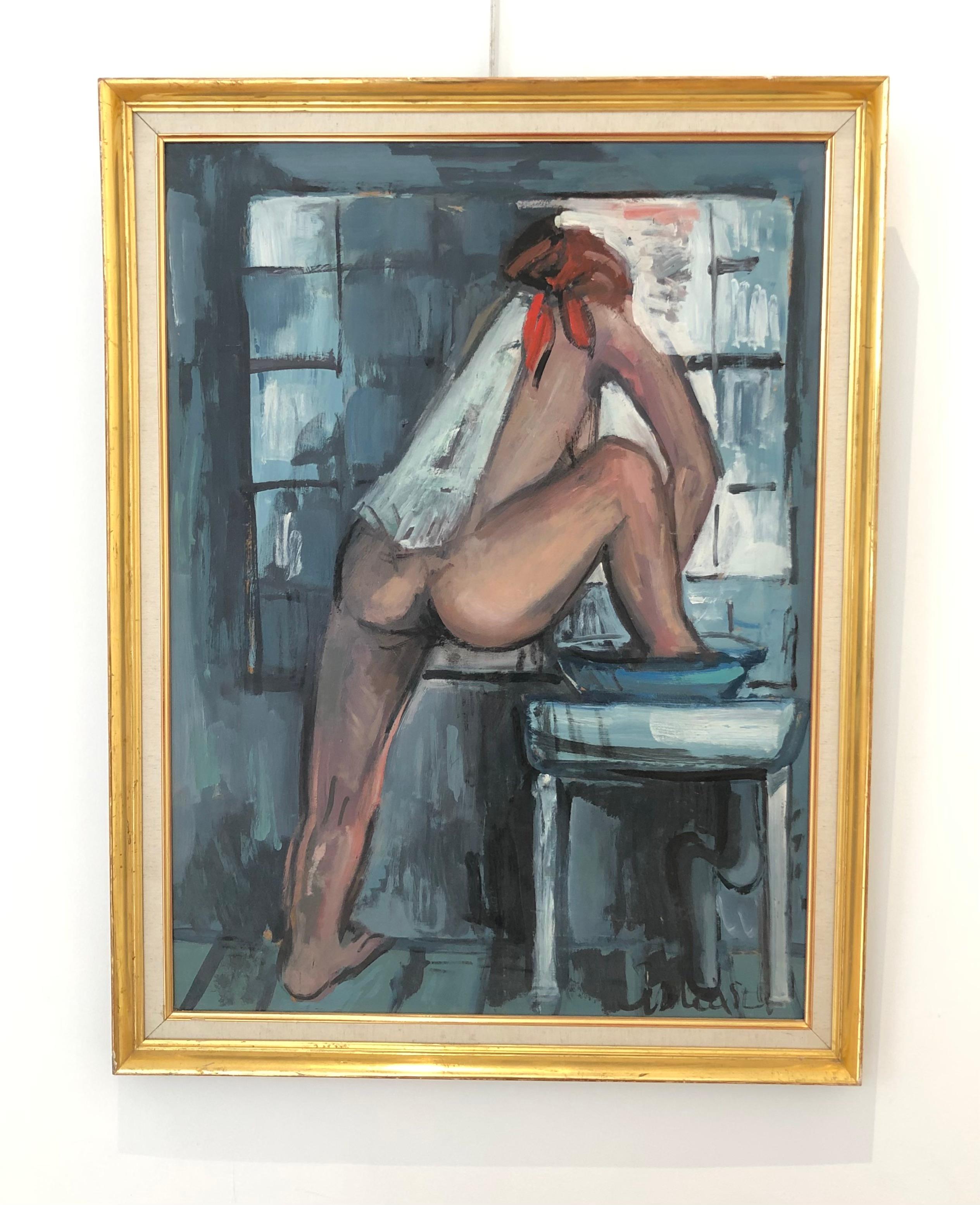 The toilet - Painting by William Goliasch