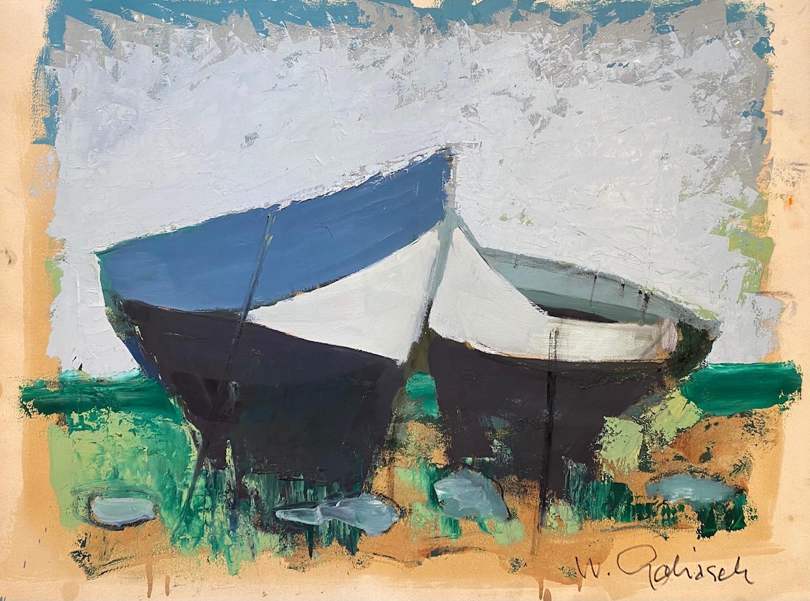 The two boats by William Goliasch - Gouache on paper 50x65 cm 
