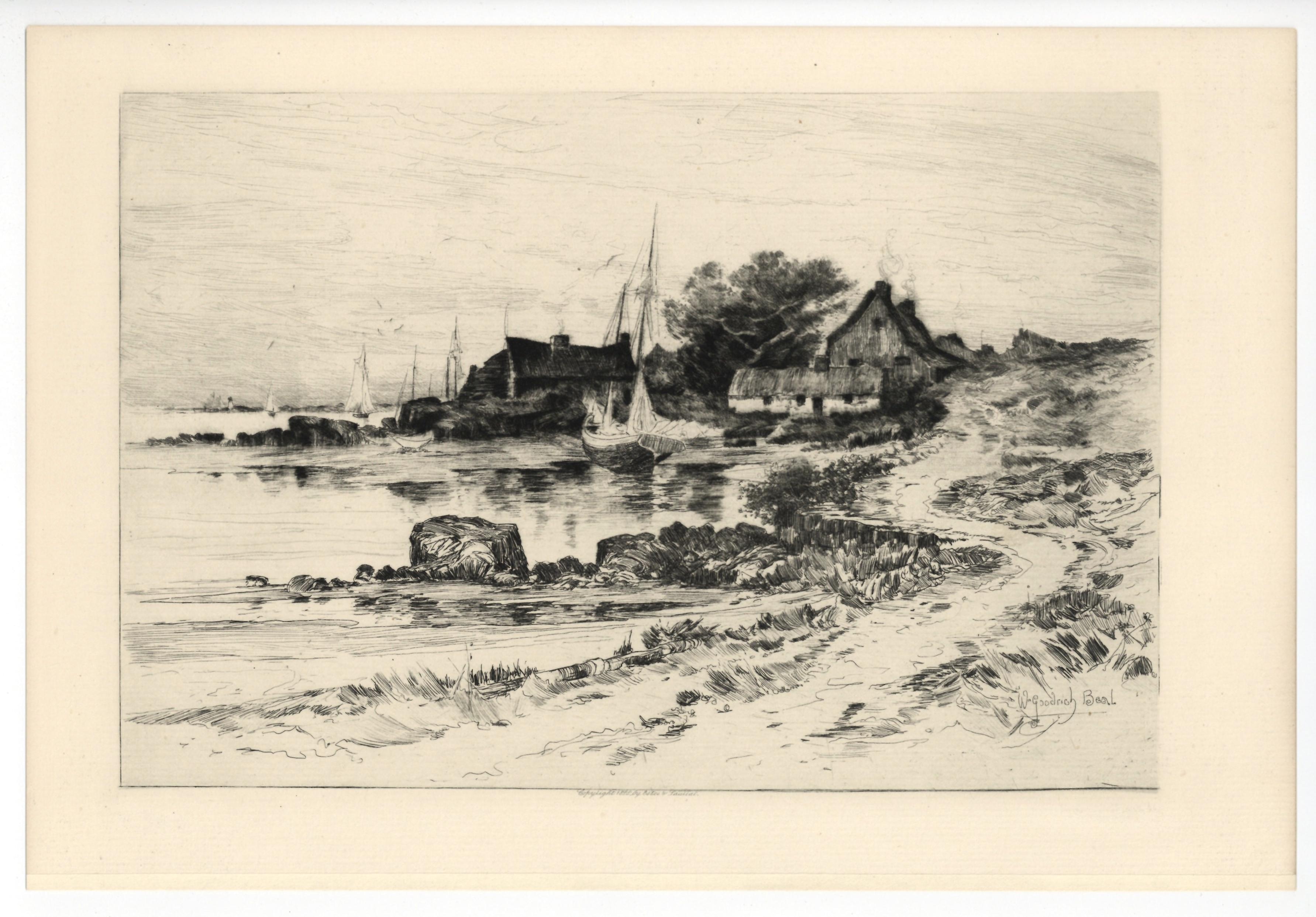 "On Gloucester Shore" original etching - Print by William Goodrich Beal