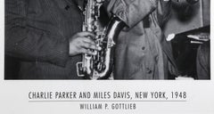 Charlie Parker and Miles Davis, Black and White Poster by William P Gottlieb