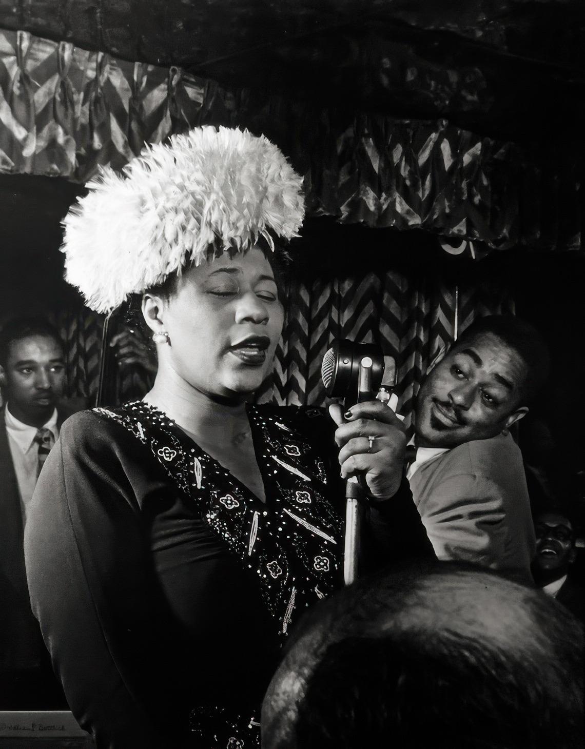 Ella Fitzgerald with Dizzy Gillespie with Ray Brown 
Milt Jackson, 1940s