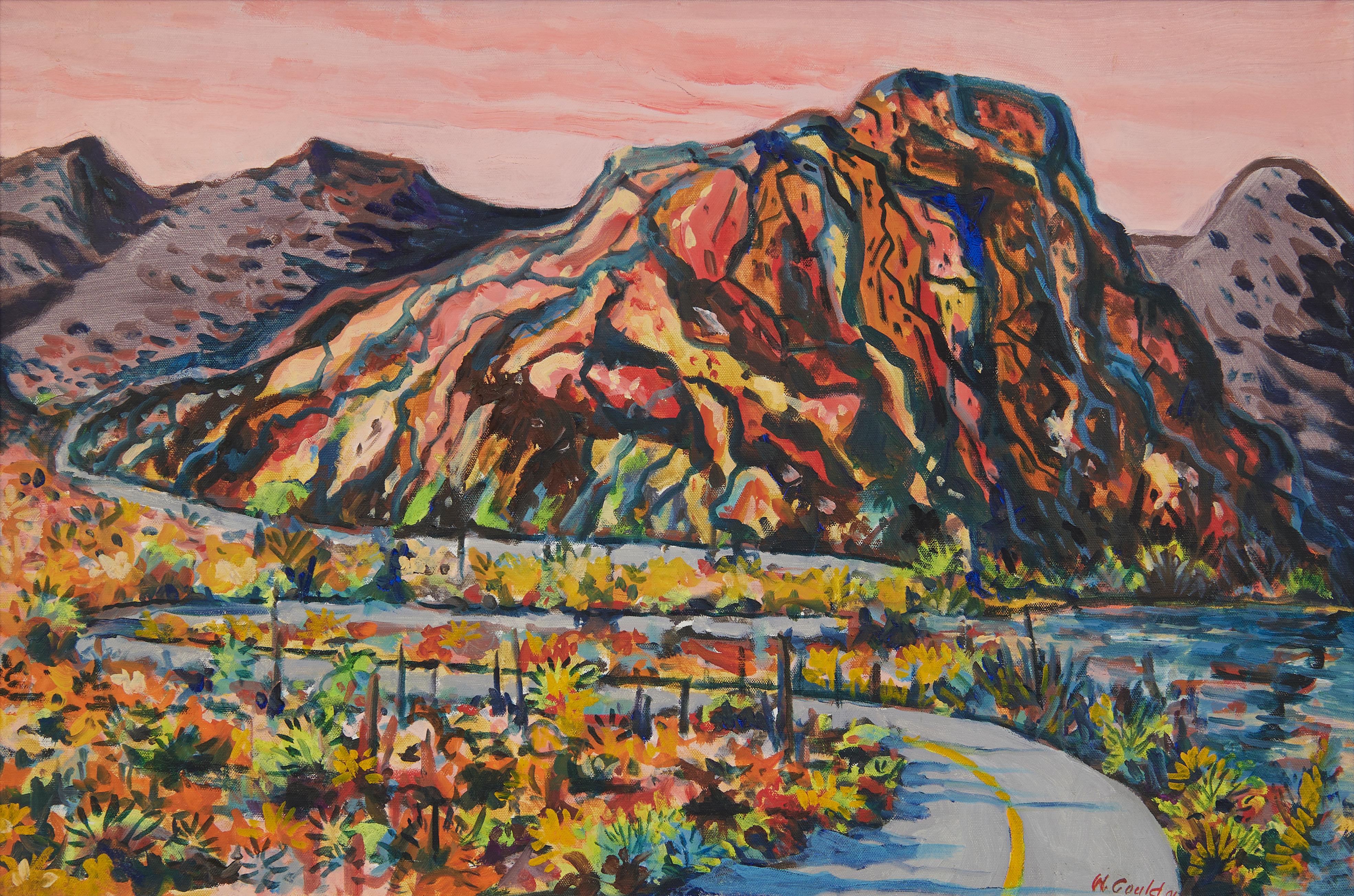 Taos, New Mexico, un vibrante paesaggio occidentale - Painting di William Gould