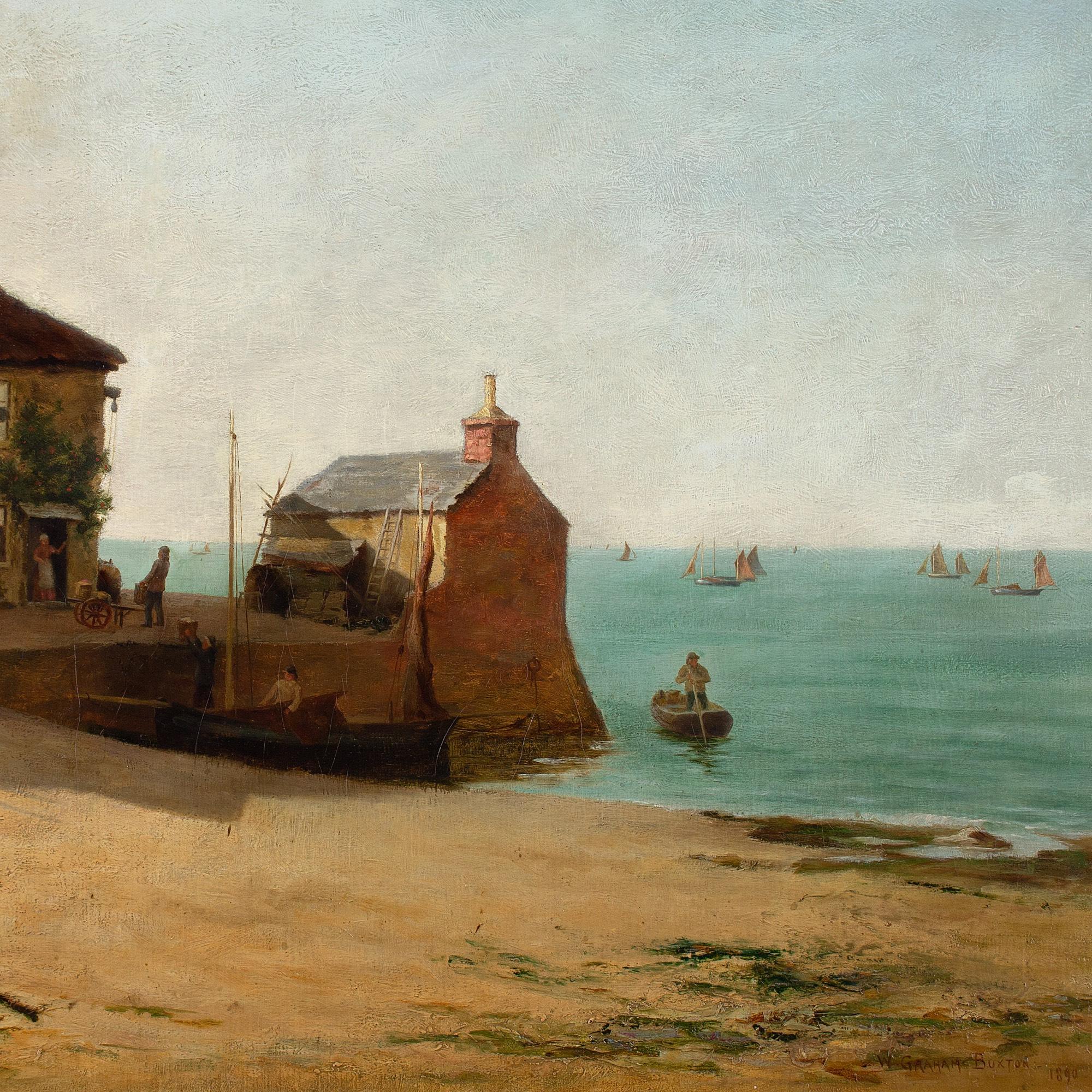 William Graham Buxton, L'alba del giorno sulla costa dell'Essex, pittura a olio 5