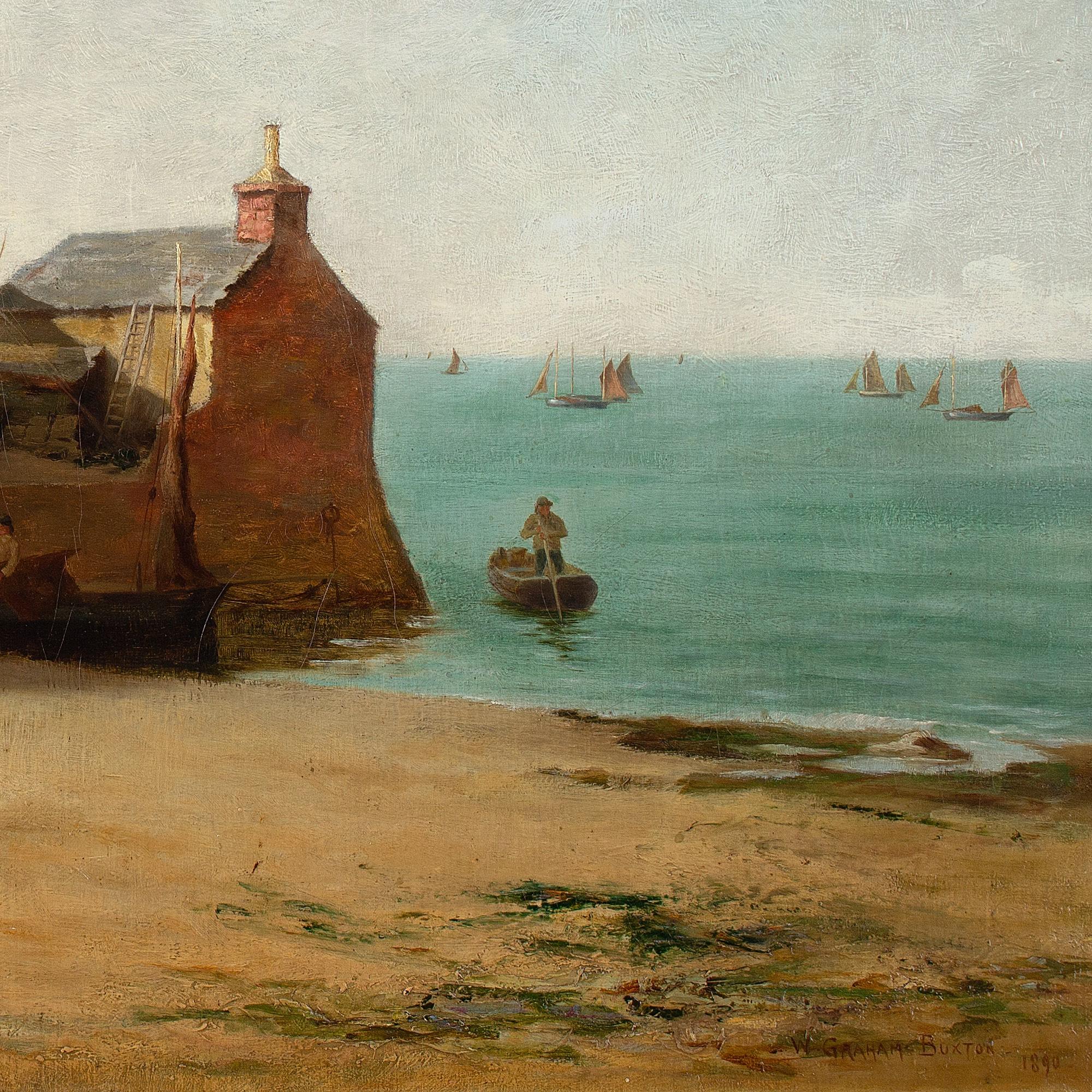 William Graham Buxton, L'alba del giorno sulla costa dell'Essex, pittura a olio 8