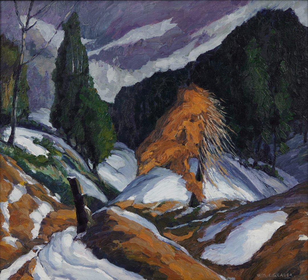 Scrub and Pines, Early 20th Century Landscape, Cleveland May Show Exhibition - Painting by William Grauer