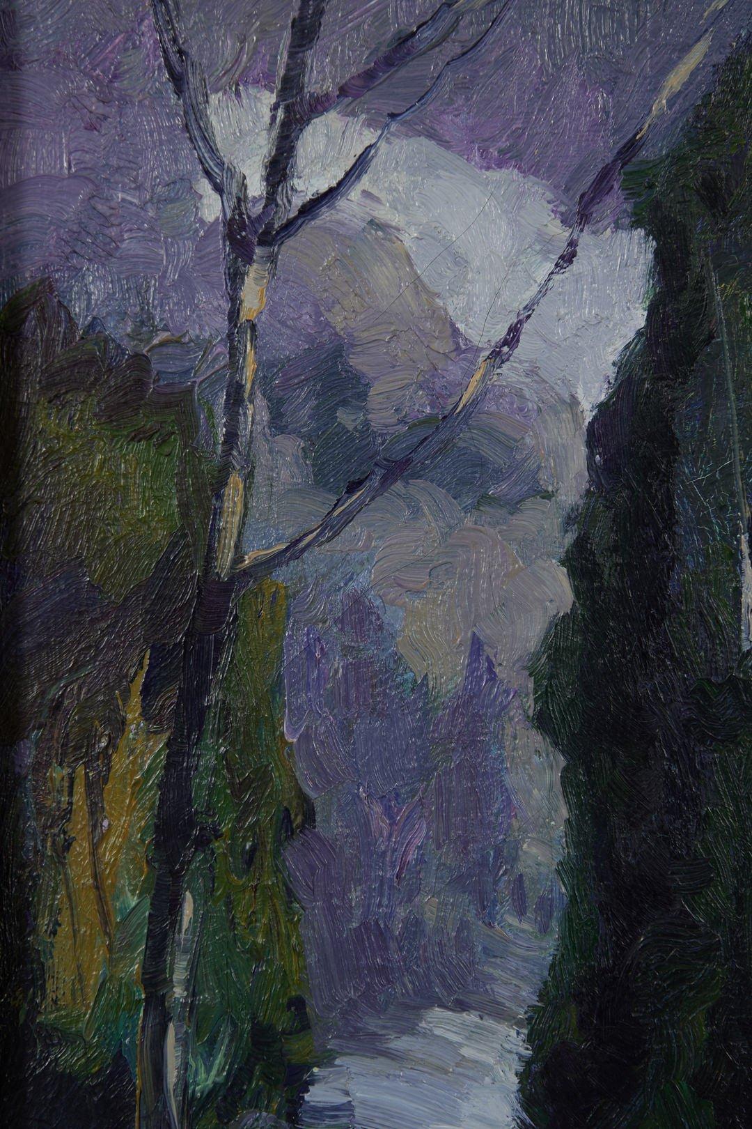 Scrub and Pines, Early 20th Century Landscape, Cleveland May Show Exhibition - Brown Figurative Painting by William Grauer