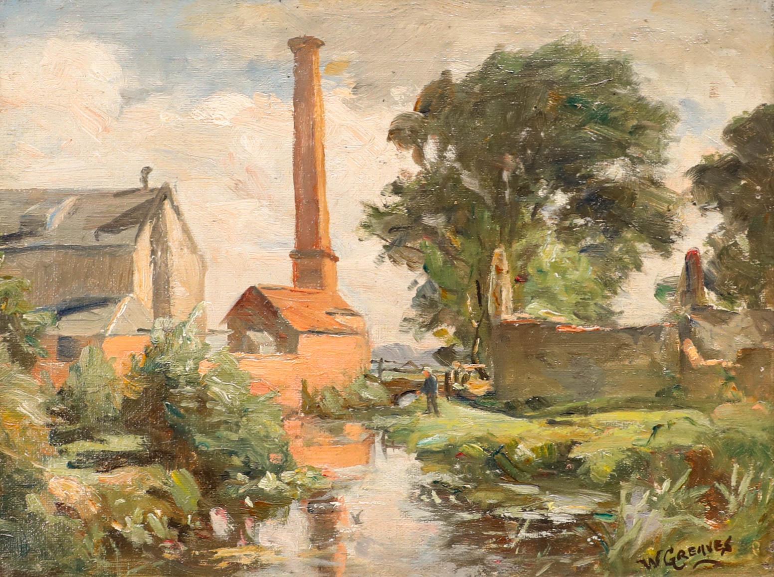 William Greaves (1852-1938) - Anfang des 20. Jahrhunderts Öl, Die alte Mühle im Angebot 1