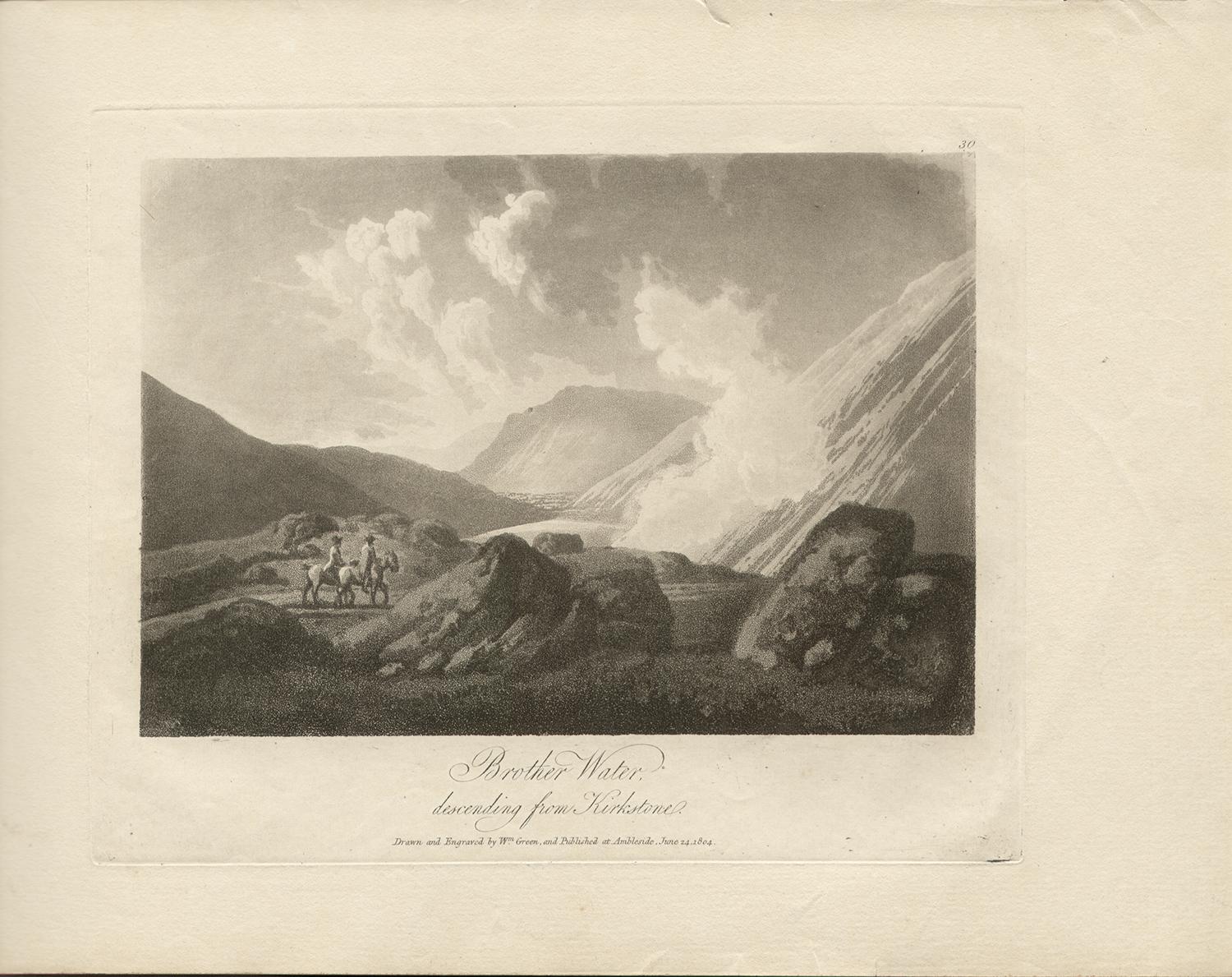 Brother Water, Lake District scenery C19th English aquatint - Print by William Green