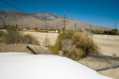 White Cadillac, Palm Springs, CA - Car, Desert, Landscape, Mountains, Close Up