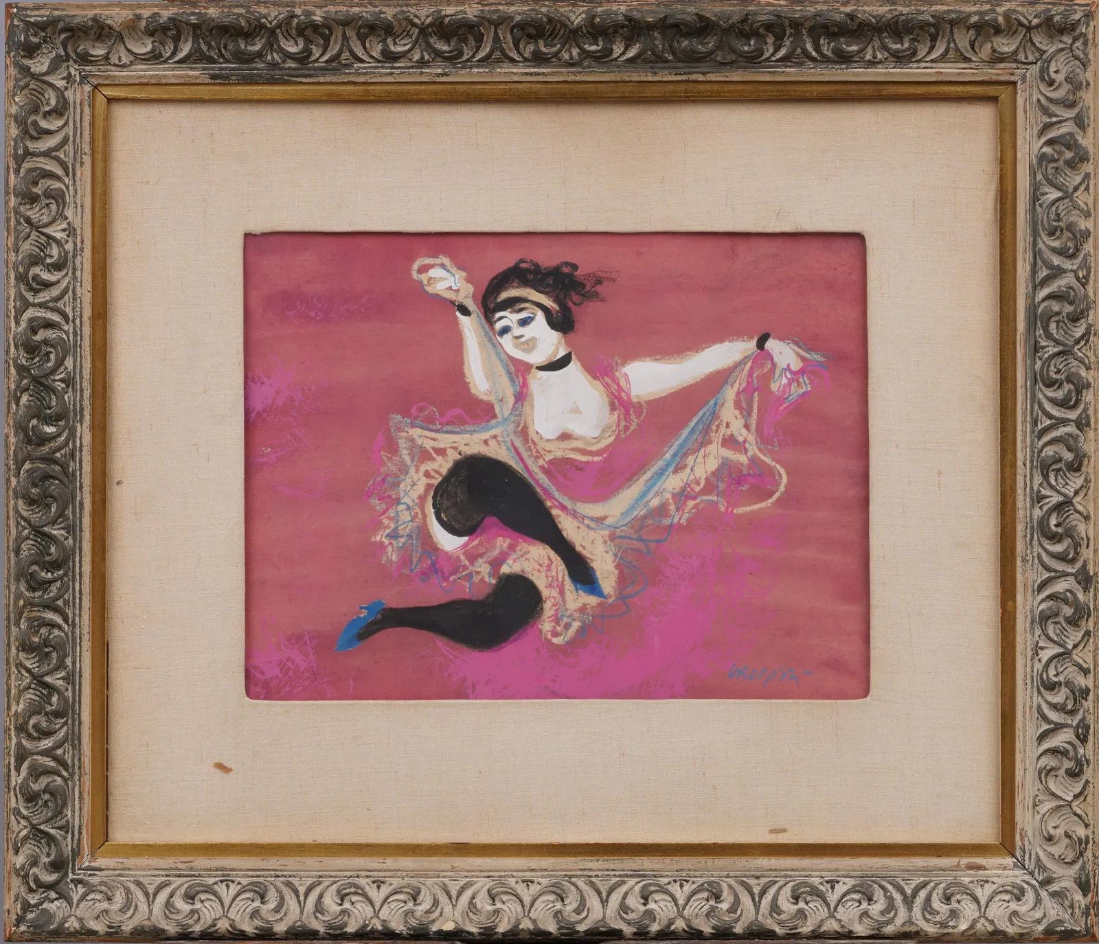 Pintura al pastel original firmada por un antiguo bailarín modernista americano - Painting de William Gropper