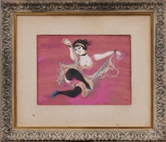 Pintura al pastel original firmada por un antiguo bailarín modernista americano