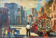 "Carnival in New York, " William Gropper, City Street Scene Fair with Figures