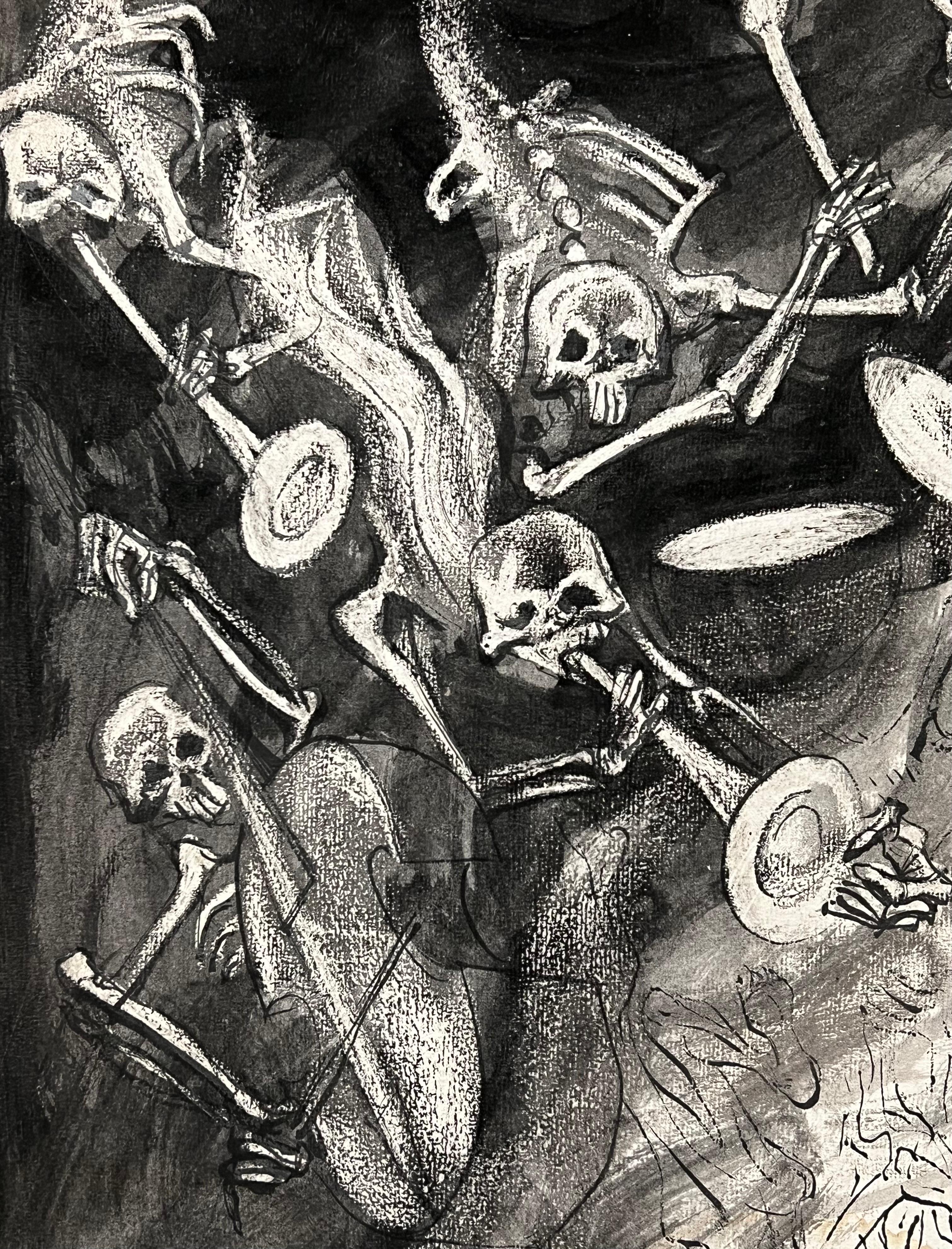 Danse Macabre, Anti War Abstract Painting Charcoal William Gropper WPA Artist 5