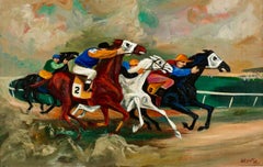 "Horse Race" WPA American Scene Mid 20th Century Social Realism Modern Jockey