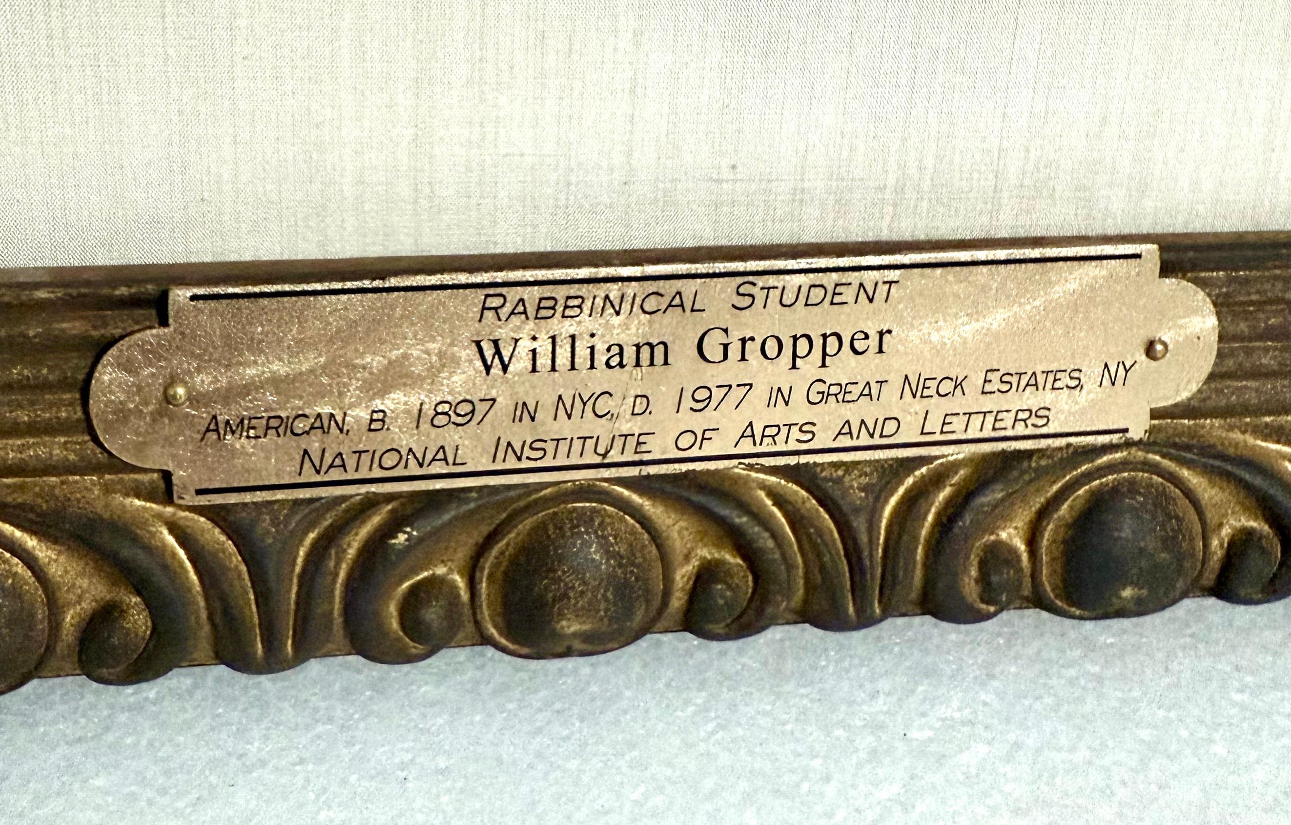 Jewish Rabbi Student Judaica Watercolor Gouache Painting WPA Art William Gropper For Sale 5