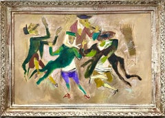 Large Oil Painting Klezmer Wedding Rabbis Judaica WPA Jewish Art William Gropper