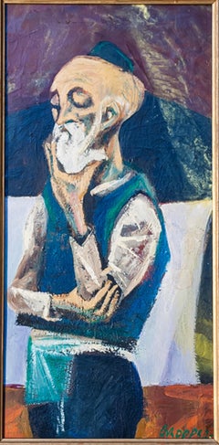 Old Man Thinking, Oil Painting by William Gropper
