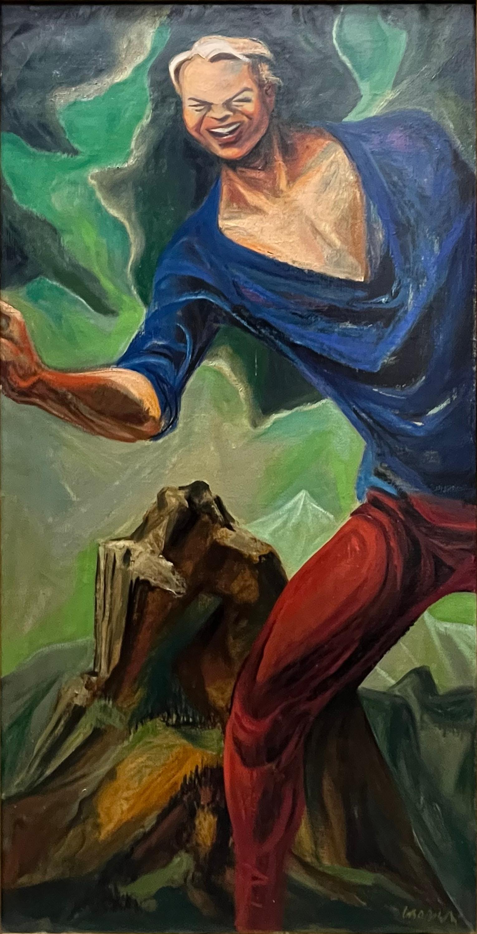 William Gropper Portrait Painting - Paul Bunyan American Scene Mid 20th Century Modern Social Realism WPA Folk Hero