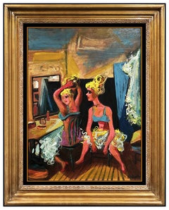 William Gropper Original Oil Painting On Board Signed Portrait Female Dance Art