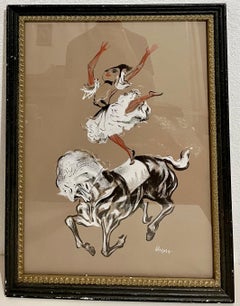 Acrobata del circo su cavallo Serigrafia William Gropper Modernista americano WPA
