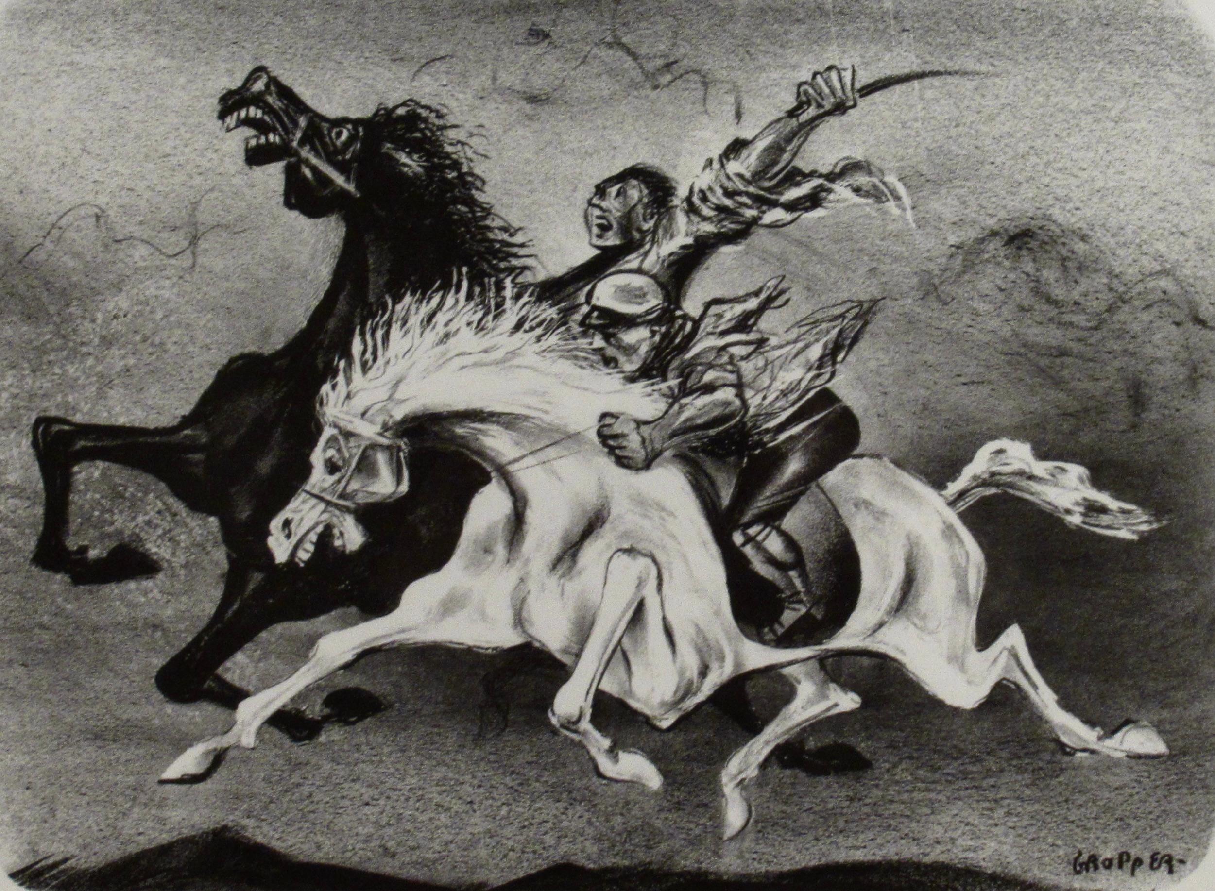Horsemen - American Realist Print by William Gropper