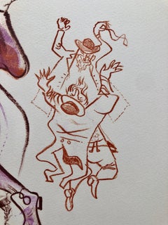 Jewish Shtetl Klezmer Wedding Tanz Judaica Lithograph WPA Yiddish Social Realist