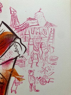 Shtetl ebraico Peddlar Americana Judaica Litografia WPA Yiddish Realista sociale