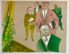 Retro Lawyers, Men in Suits Americana Social Realist Lithograph WPA Artist 