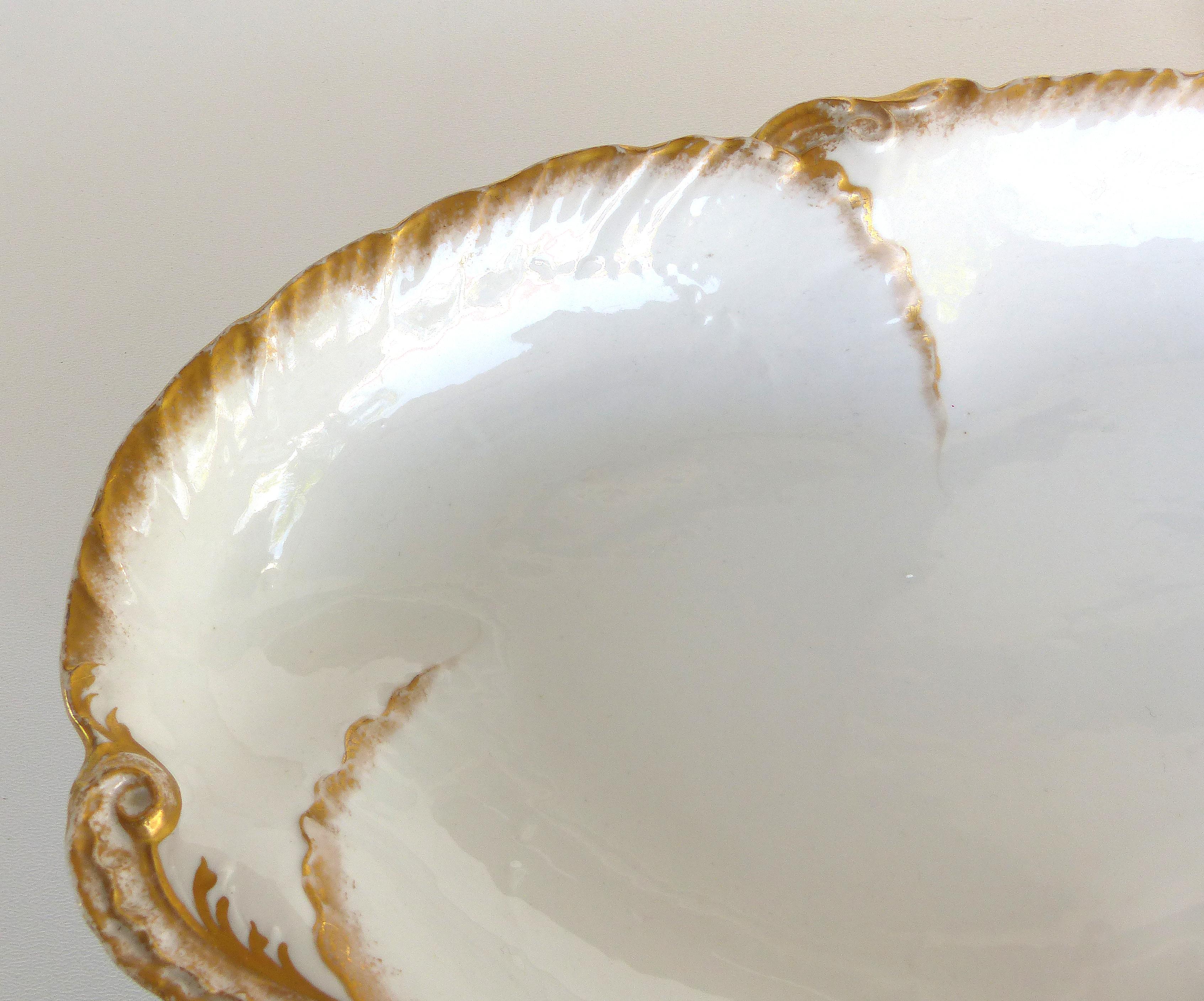 French William Guerin (W.G. & Co.) Limoges, France Oval Gilt Porcelain Serving Platter