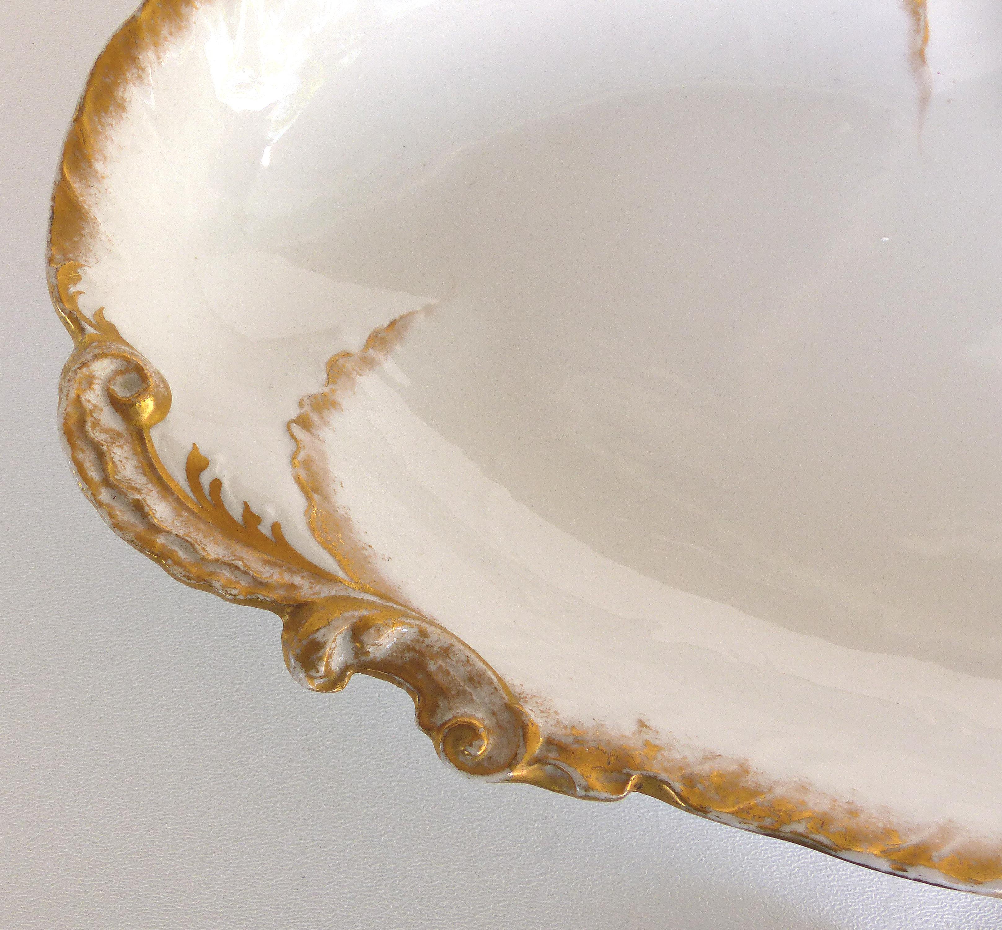 William Guerin (W.G. & Co.) Limoges, France Oval Gilt Porcelain Serving Platter In Good Condition In Miami, FL