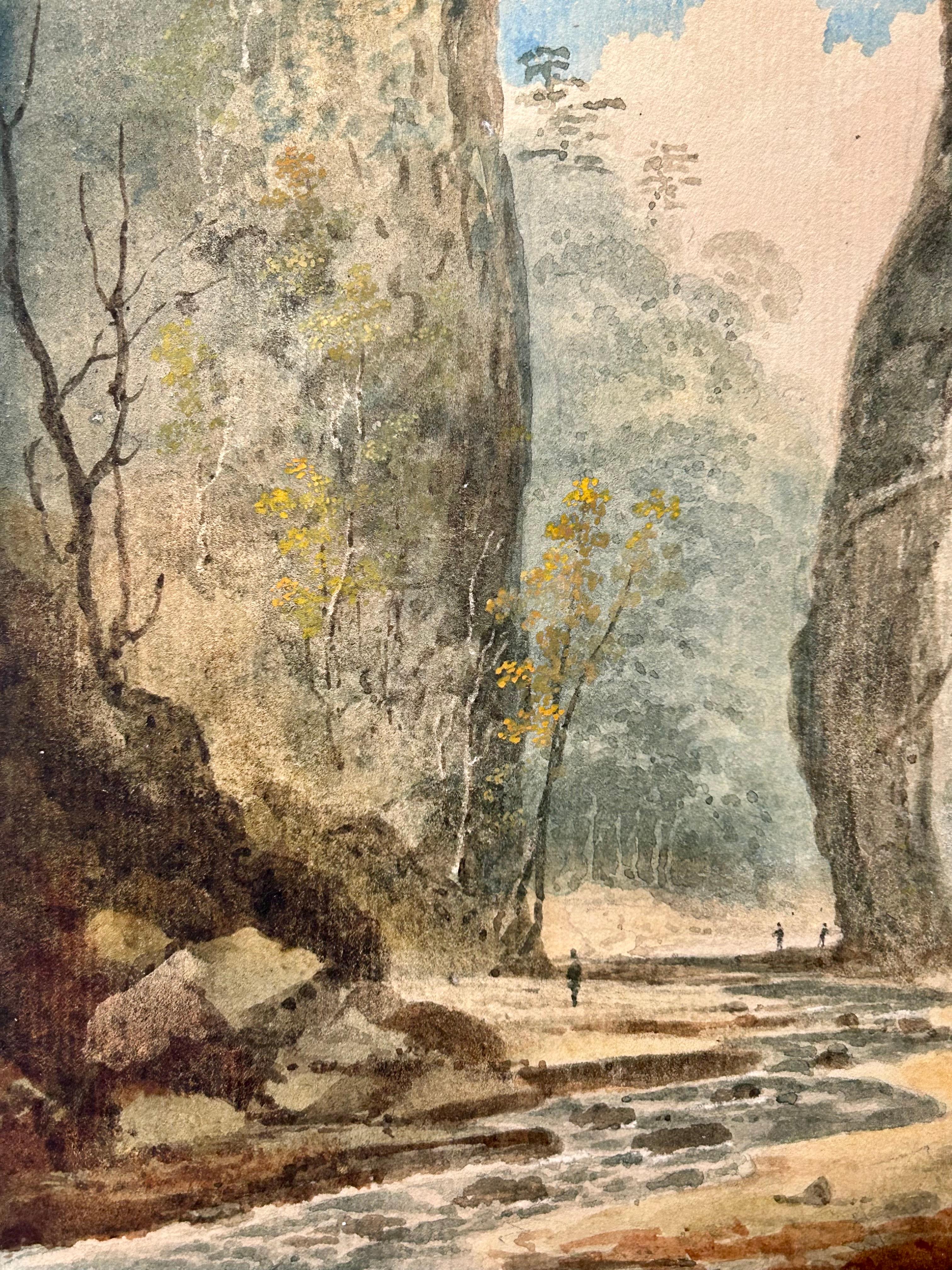 Paisaje en acuarela de Natural Bridge, Virginia - Painting de William Guy Wall