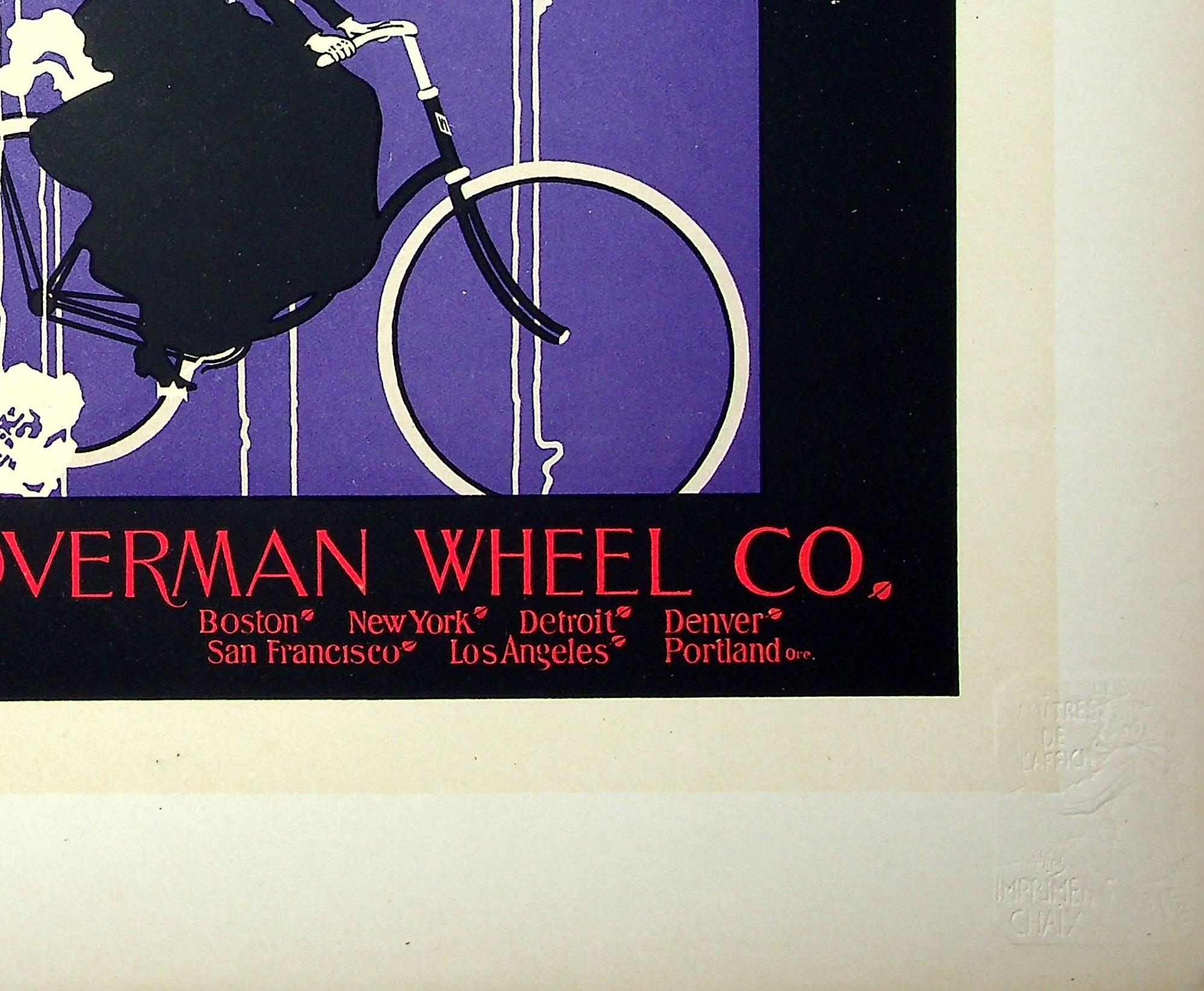 Donna in bicicletta - Litografia originale (Les Maîtres de l'Affiche), 1899 - Figurative Print Beige di William H. BRADLEY 