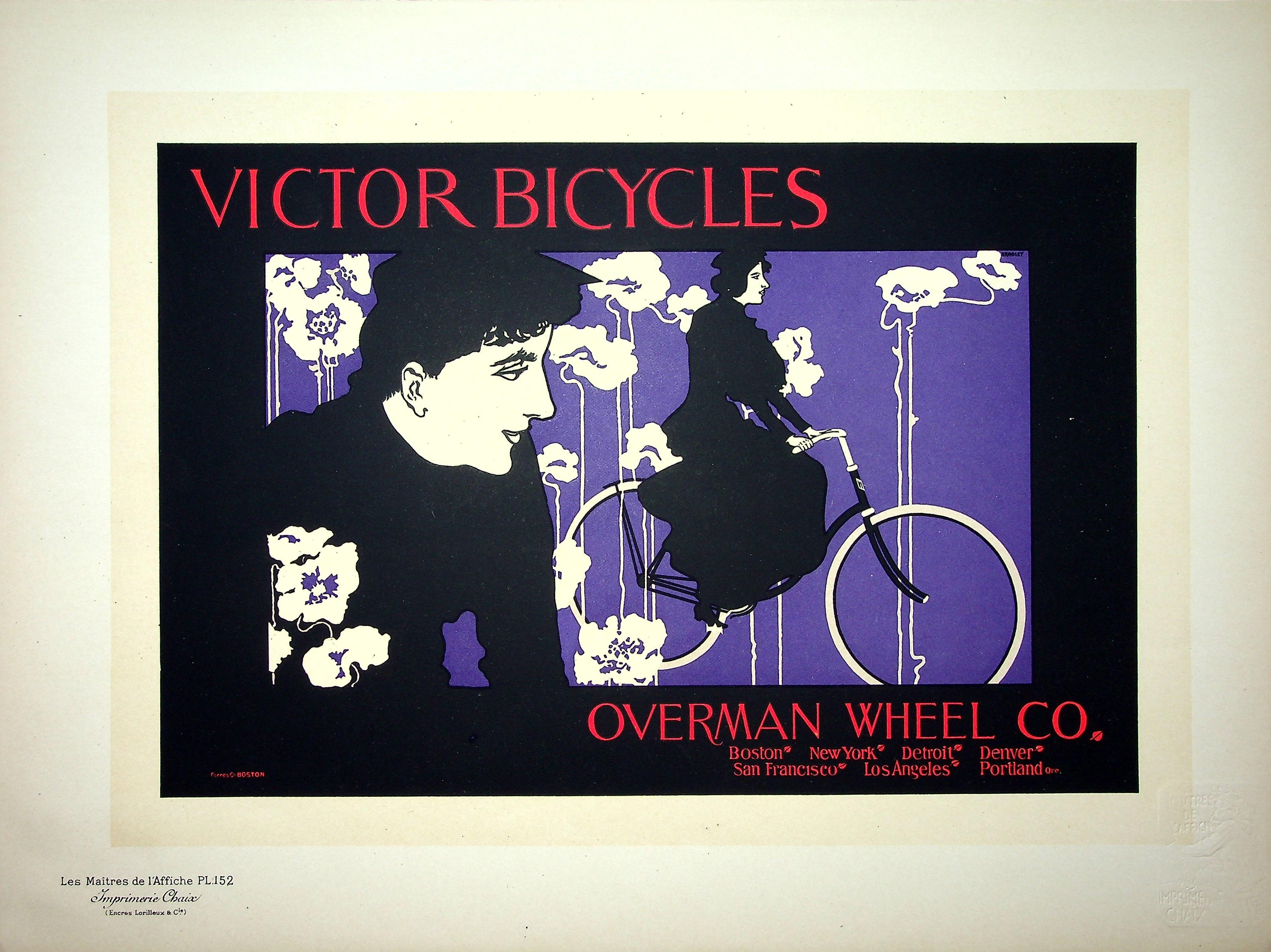 Figurative Print William H. BRADLEY  - Femme sur sa bicyclette - Lithographie originale (Les Matres de l'Affiche), 1899