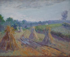 Soft Shadows, Late 19th/Early 20th Century Landscape w/ Hay, Harvest Season