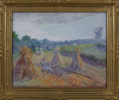 Soft Shadows, Late 19th/Early 20th Century Landscape w/ Hay, Harvest Season