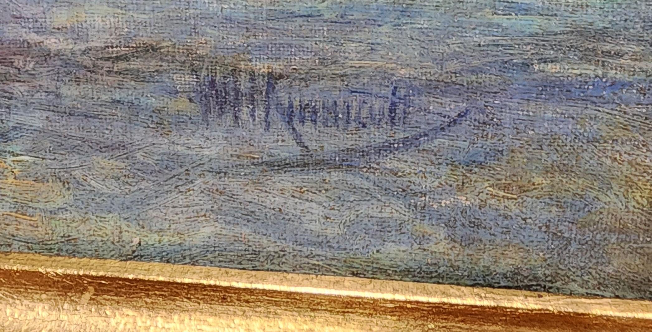 Evening Fog, Beautiful Glowing Maritime, Moody Seascape - Painting by William H. Kinnicutt 