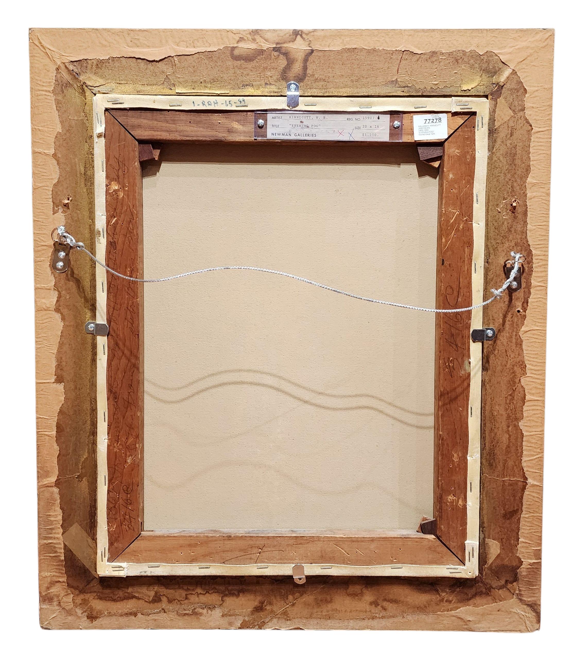 Evening Fog, Beautiful Glowing Maritime, Moody Seascape - Gray Landscape Painting by William H. Kinnicutt 