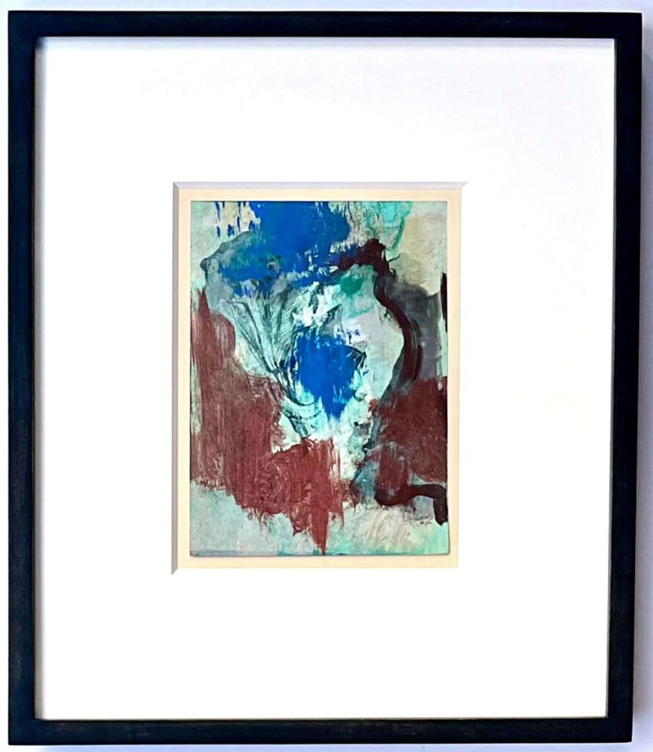 Œuvre expressionniste abstraite sur papier signée et inscrite à Norman Carton, encadrée - Expressionnisme abstrait Mixed Media Art par William H. Littlefield