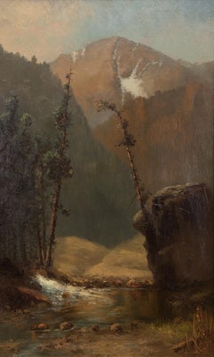 Untitled (Colorado Mountain Landscape with Stream, Hudson River Style Painting)
