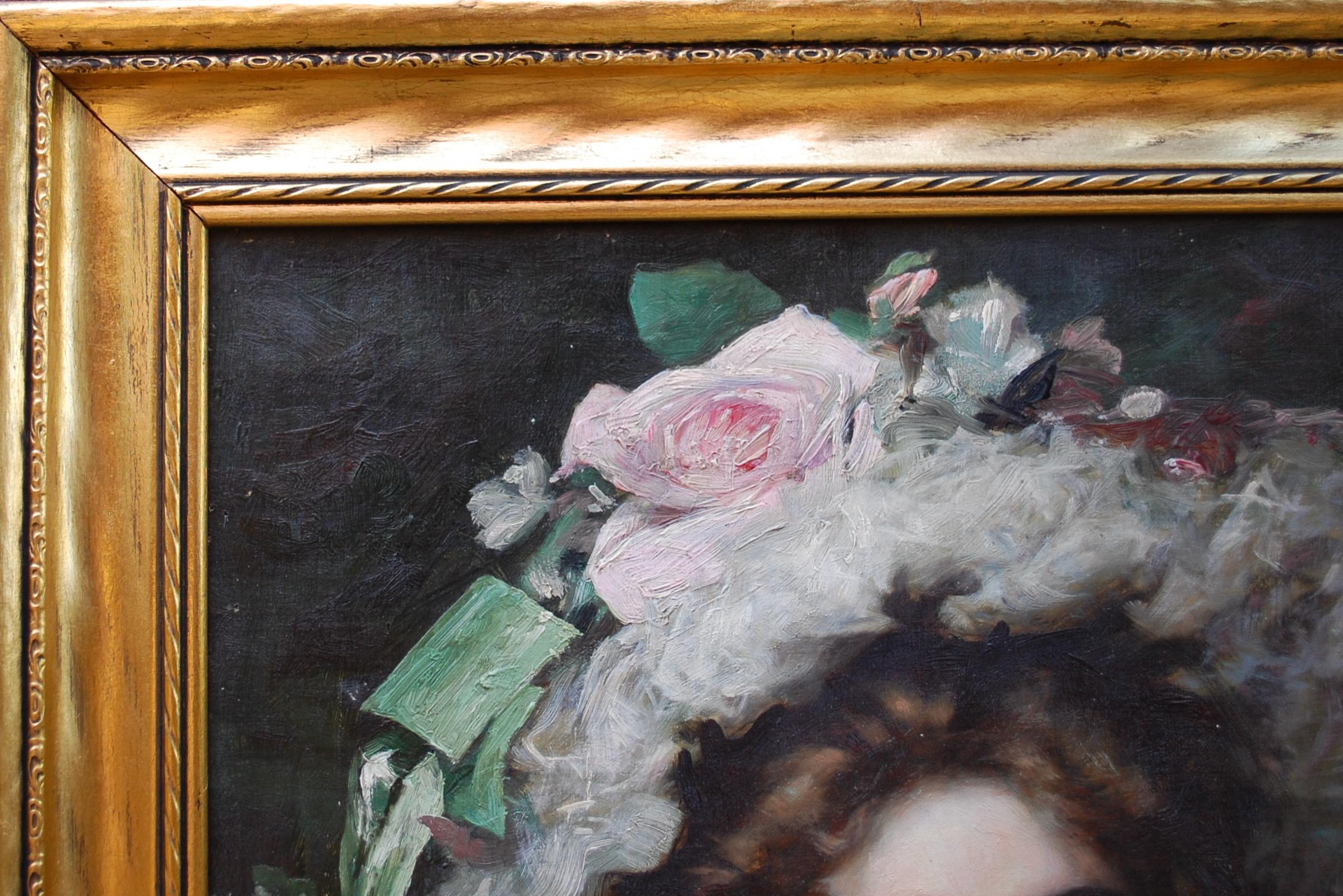 Jeune femme dans le paysage - Post-impressionnisme Painting par William H. McEntee