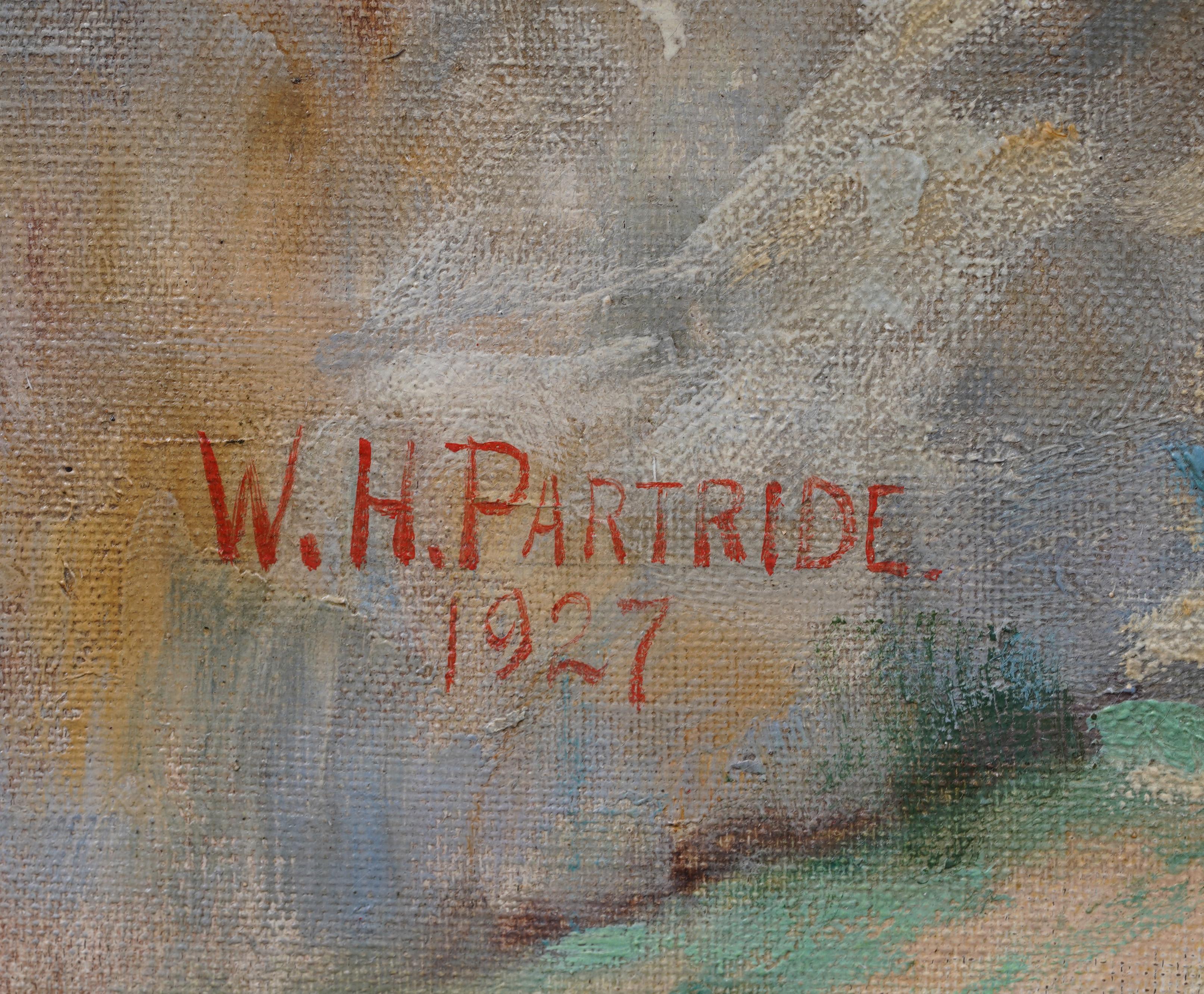 Antiguo paisaje europeo de olivares Pintura al óleo impresionista firmada y enmarcada en venta 2