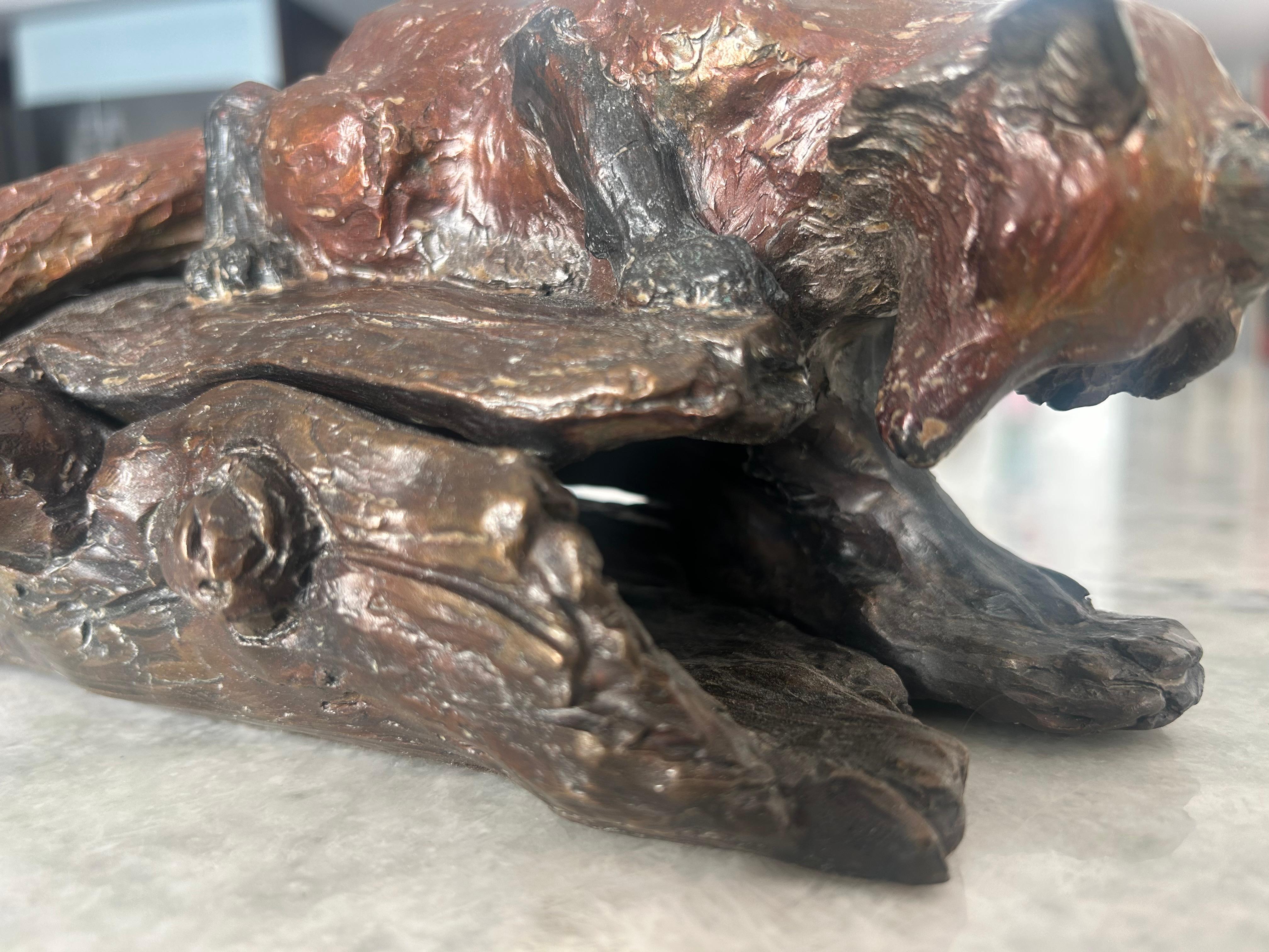 Bronzo William H. Turner, Volpe e coniglio 1996 bronzo in vendita