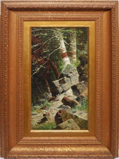 Antique Hudson River School Forest Interior Oil Painting by William Weisman