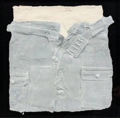Bill Haendel Cast Paper Relief Sculpture Blue jeans 1975