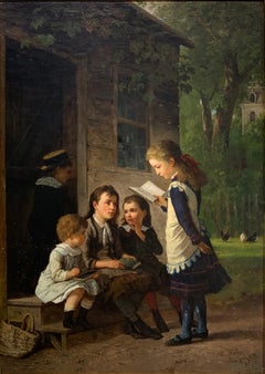William Hahn Genre View dated 1879 depicting children