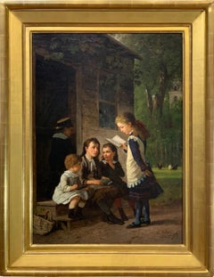 William Hahn Genre View dated 1879 depicting children 