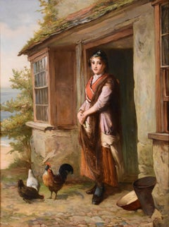 Oil Painting by William Harris Weatherhead "The Net Mender"
