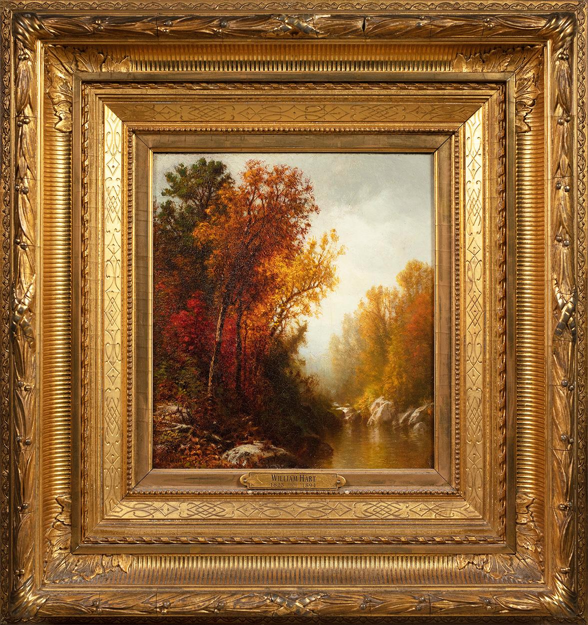 Autumn Landscape with Stream - Painting by William Hart